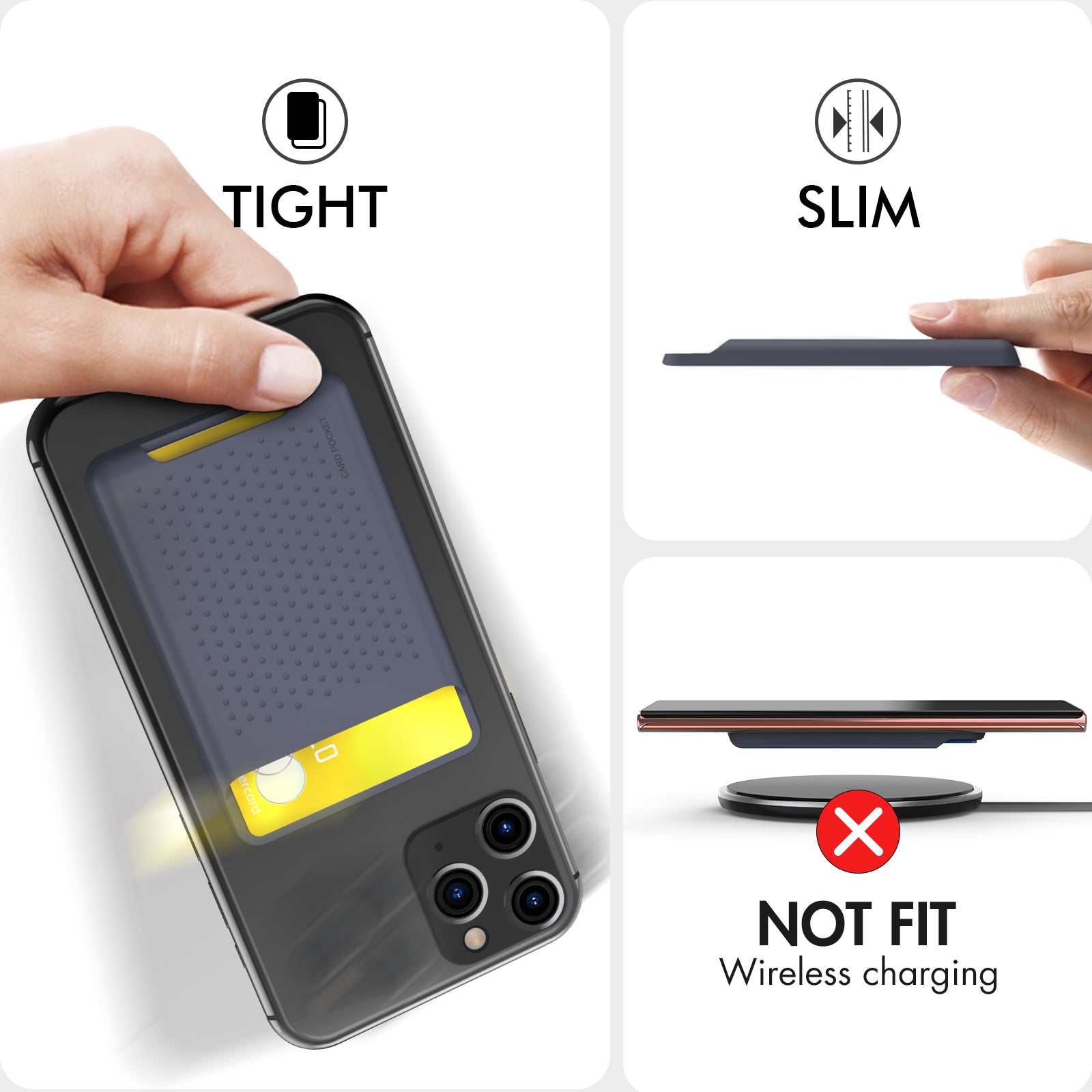 AHASTYLE PT133-S Adhesive Phone Card Pocket Mobile Phone Stick-On Credit Card Holder AHASTYLE PT133-S Adhesive Phone Card Pocket Mobile Phone Stick-On Credit Card Holder